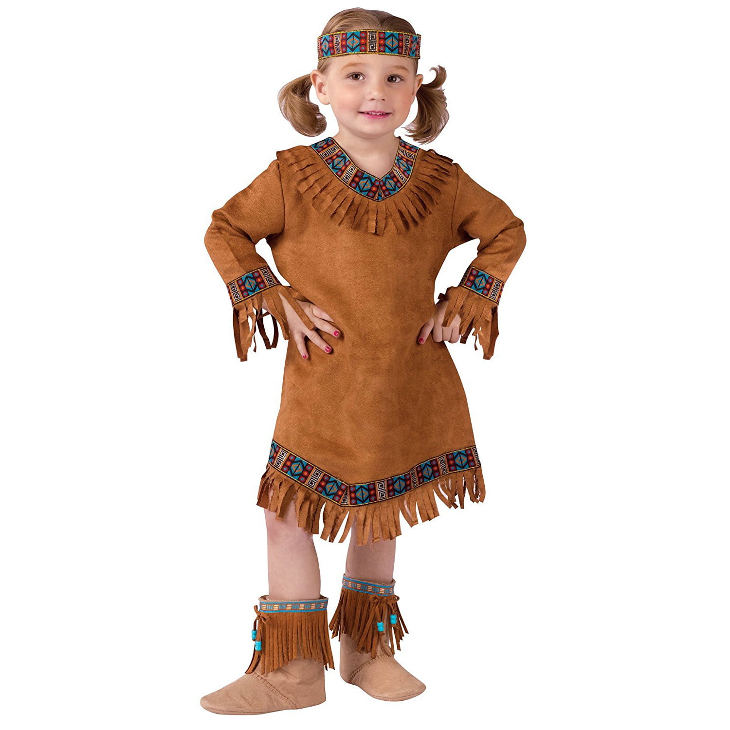 Fun World Baby Girl&amp;#39;s Native American Toddler Girl Costume, Brown, Large(3T-4T)
