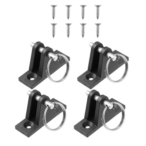 4pcs Nylon Deck Hinge with Pin and Ring for Bimini Boat Top Kayak Canoe Dinghy Black