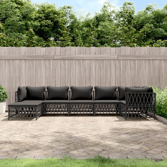 vidaXL 7 Piece Patio Lounge Set with Cushions Anthracite Steel
