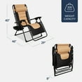 thumbnail image 2 of Best Choice Products Oversized Padded Zero Gravity Chair, Folding Outdoor Patio Recliner w/ Side Tray - Tan, 2 of 7