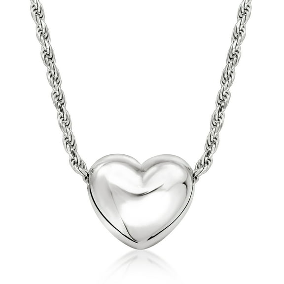 Ross-Simons Italian Sterling Silver Puffed Heart Necklace, Women's, Adult