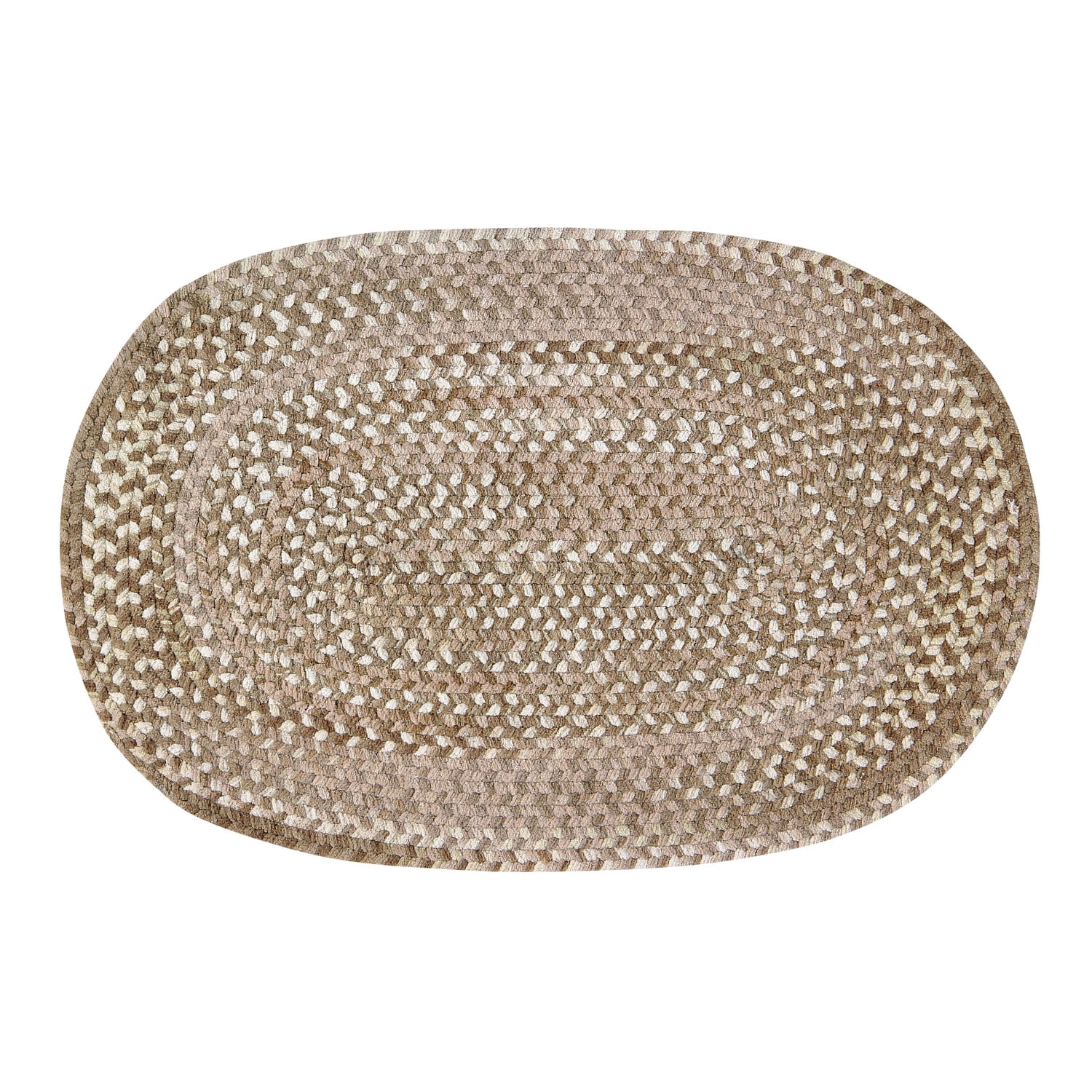 Better Trends Oval Braided Rug 20"x 30" 100% Cotton Rug for Indoor Use, Area Rug for Bedroom Ombre Chenille Collection - (Beige)