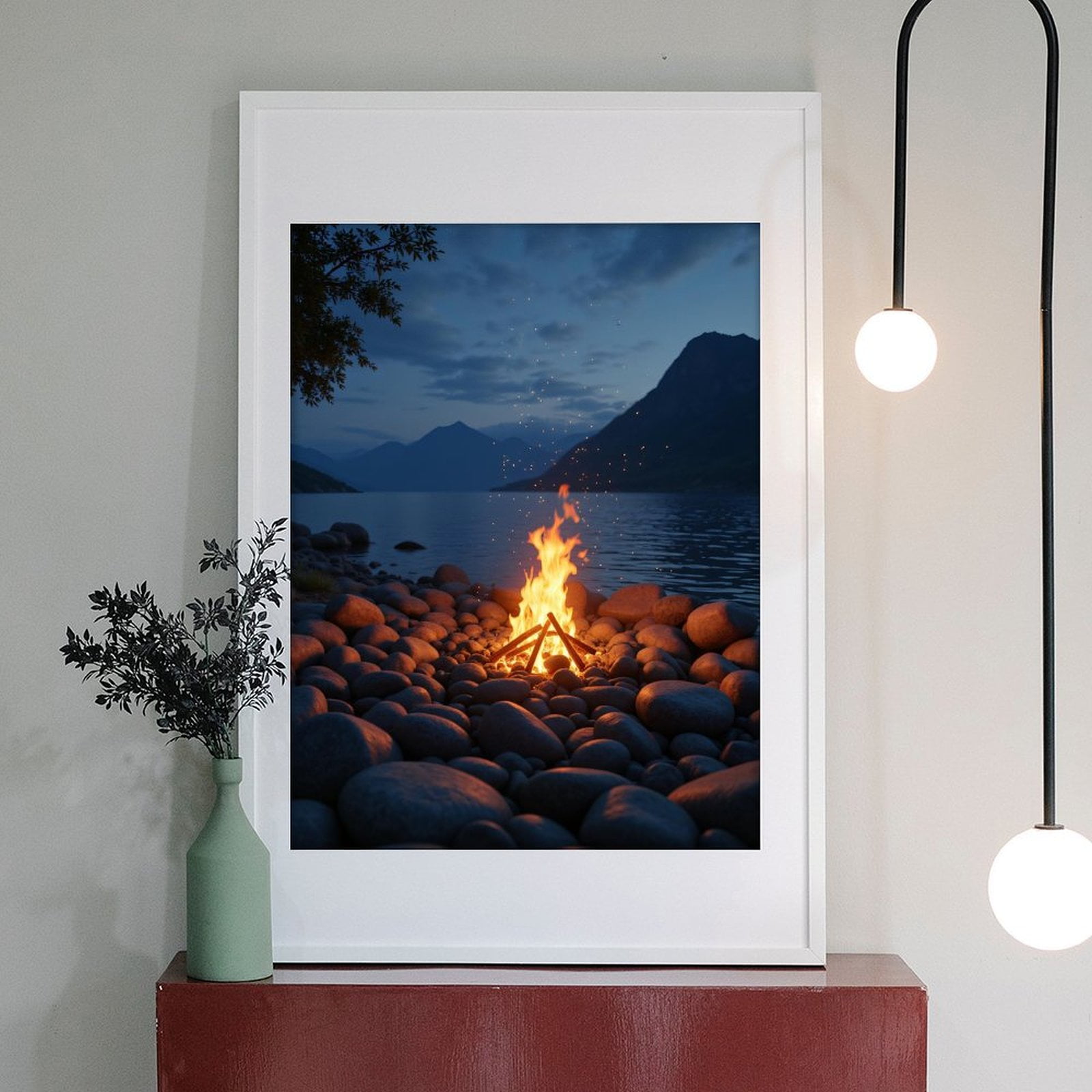 Diamond Art Kits for Adults - 5d Campfire Lake Sunset Rocks Diamond Painting for Adults, Diamond Art for Adults Beginners, Diamond Painting Kits for Adults for Home Wall Decor
