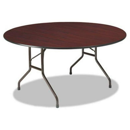 Wood Laminate Base - Iceberg Enterprise 55264 60 dia. x 29 in. Premium Wood Laminate Folding Table, Mahogany Top & Gray Base