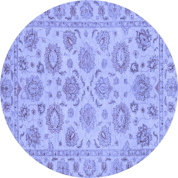 Ahgly Company Indoor Round Oriental Blue Traditional Area Rugs, 4' Round
