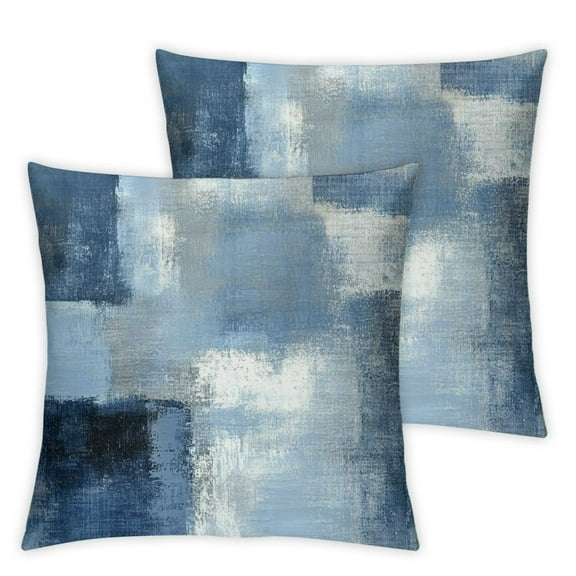 Blue Abstract Pillow Covers Set of 2 Modern Accent Navy Gray Throw Pillow Cover Soft Elegant Decorative Couch Cushion Cover for Bed Living Room Outdoor Sofa Pillowcases
