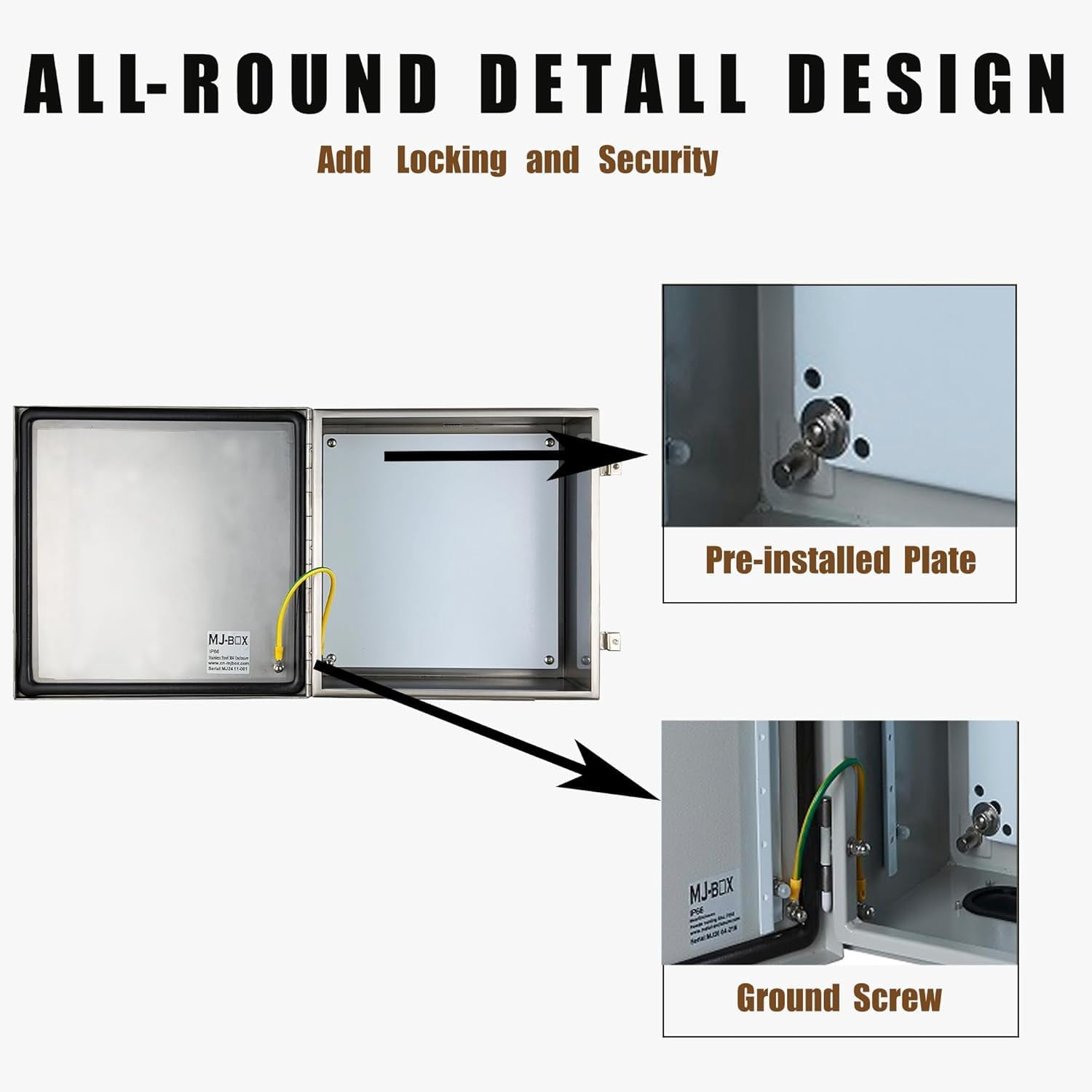 MJ-Box 20x16x8 Explosion Proof Electrical Enclosure - 304 Stainless Steel, NEMA 4X, IP66 Waterproof Dustproof, Indoor Outdoor Metal Box