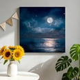 thumbnail image 2 of Canvas Wall Art, Navy Blue Sea Framed Canvas Prints for Bathroom Kitchen, Moon Nautical Summer Ocean Modern Art Gallery Wrapped Wall Decor for Home Office, Gifts, 10"x10" Ship Next Day, 2 of 9