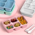 thumbnail image 5 of 4 Pack Bento Lunch Box for Adults and Kids, 5-Compartment Wheat Straw Container for Kids, Reusable Food Storage Containers with Lids, Snack Box Container,Microwave and Dishwasher Safe (4 Color), 5 of 8
