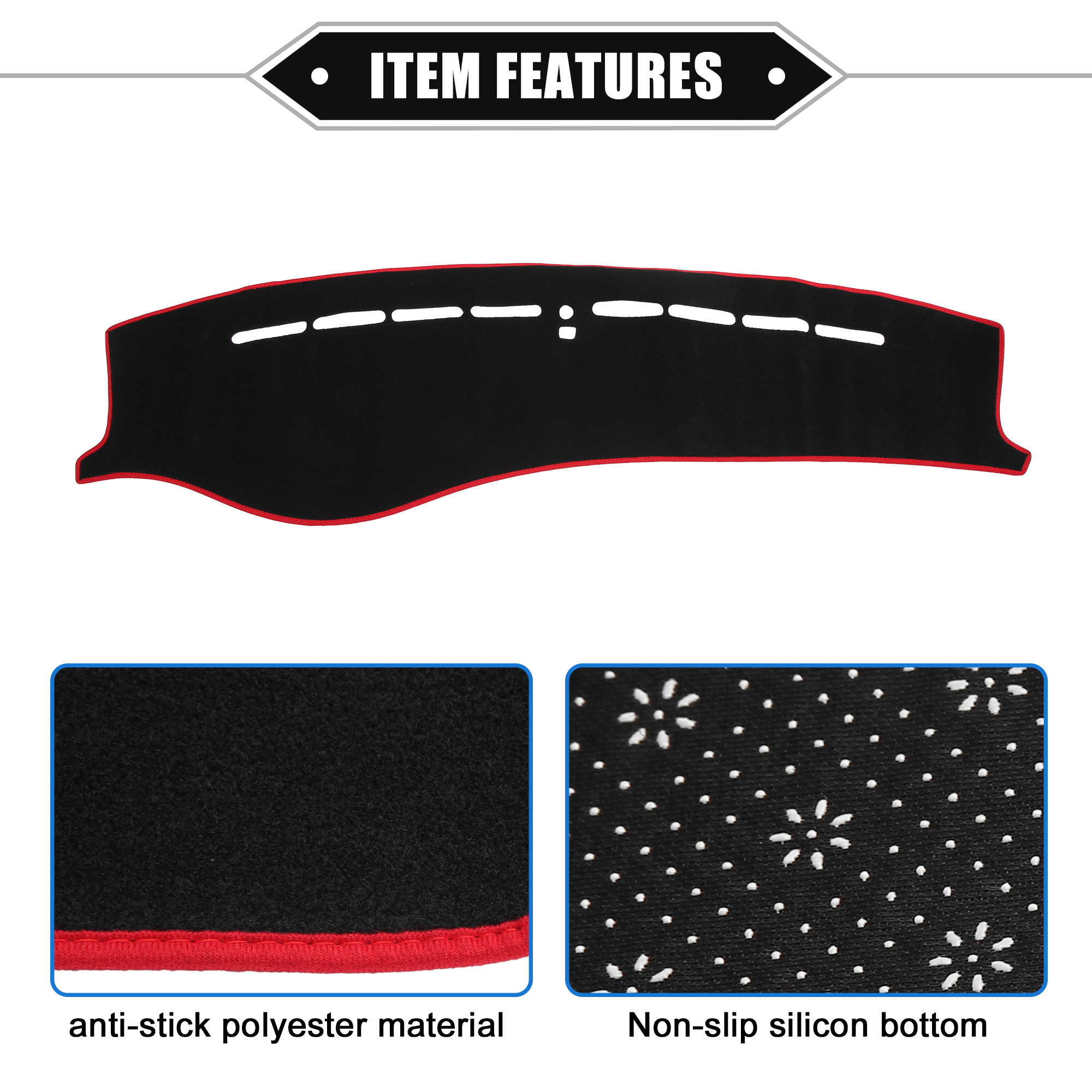 Dashboard Cover for Hyundai Sonata 2002-2005 Non-slip Polyester Black Red Dash Cover Mat Protector Cover