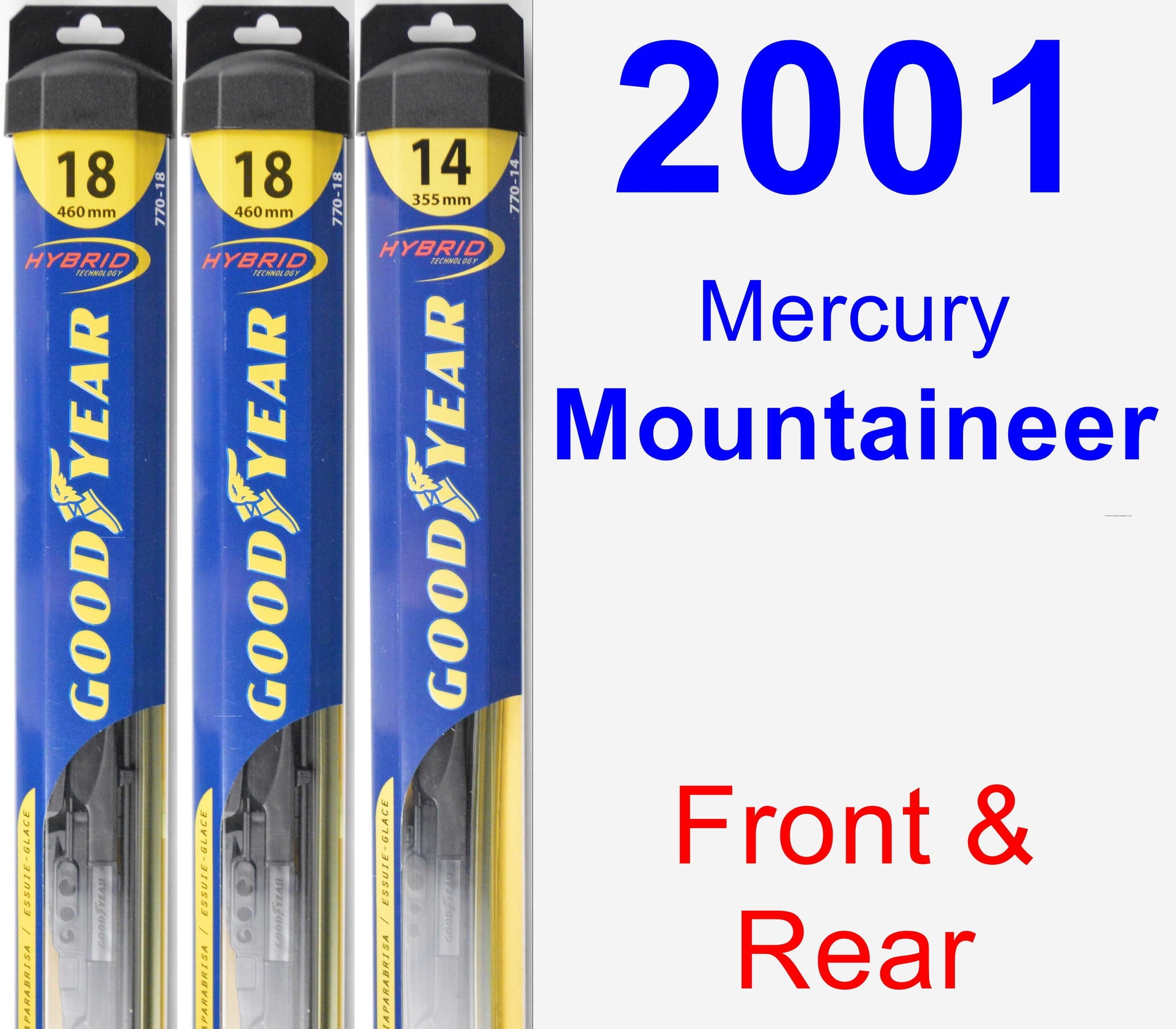 2001 Mercury Mountaineer Wiper Blade Set/Kit (Front & Rear) (3 Blades