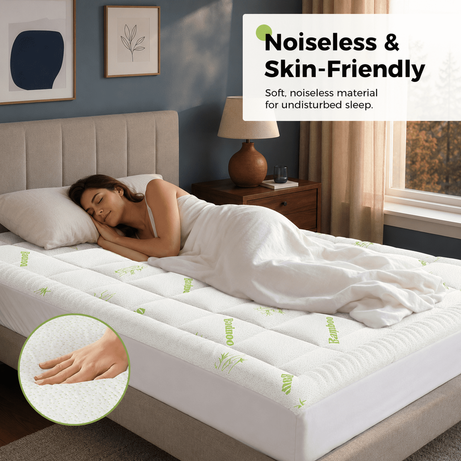 Alvantor Mattress Protector, Breathable Mattress Cover Twin/Full/Queen/King Size Bed, Cooling 3D Air Fabric Bed Pad Cover, Deep Pocket 8"-21"