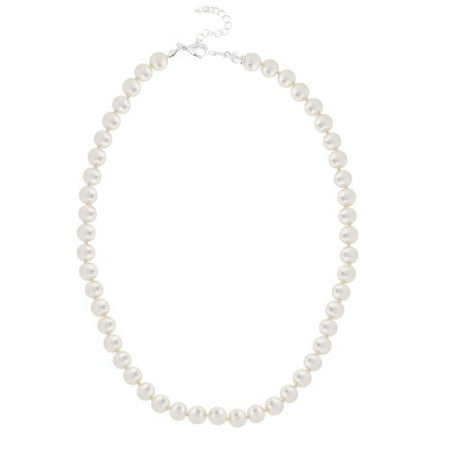 Faux Pearl Single Strand Pearl 8MM Fashion Necklace, 17 1/2