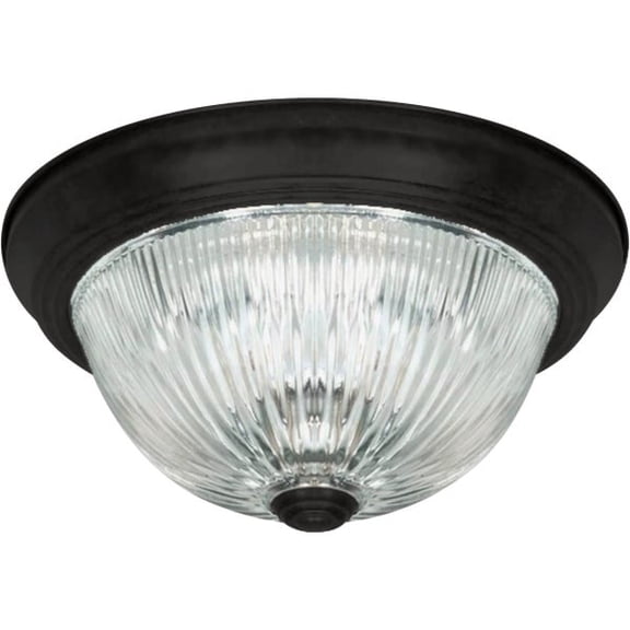 Canarm 11 Inch Matte Black Flush Mount Ceiling Light IFM211MBK-RGC - Clear Glass - 2 Piece