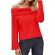 thumbnail image 1 of Suéter de Mujer con Hombros Descubiertos, Larga, Estilo Suéter de Punto Suelto, Ideal para Otoño de 2025. Rojo L, 1 of 8