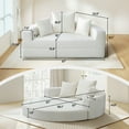 thumbnail image 4 of Aukfa 67" Round Convertible Folding Sofa Bed, Corduroy Futon Sleeper Couch with Pillows for Small Spaces and Living Rooms, White, 4 of 9