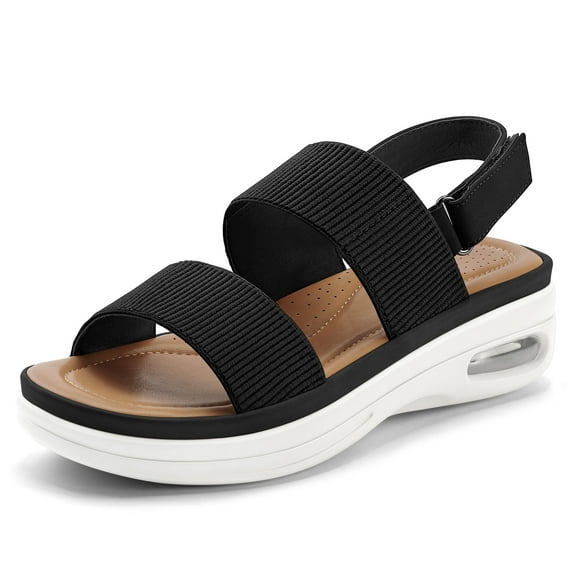 Pennysue Women's Hiking Sandals Comfortable Air Cushion Platform Elastic Ankle Strap Outdoor Summer Shoes
