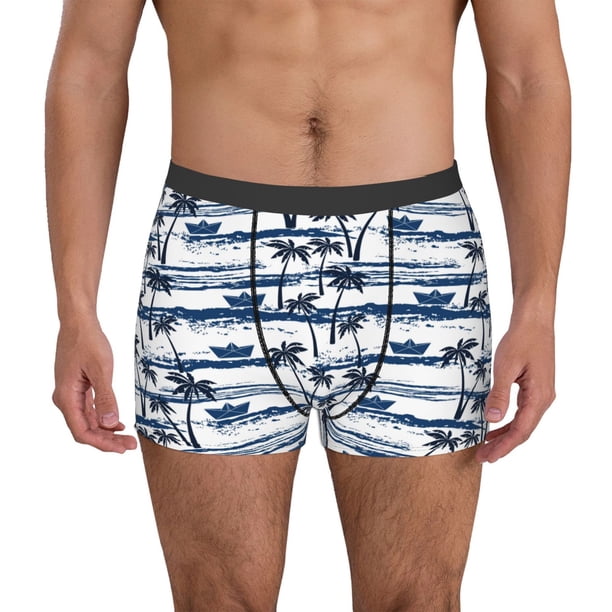 Balery Palm Tree Calzoncillos bóxer para hombre, ropa interior de algodón suave y transpirable con cinturilla de nailon-XX-Large
