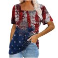 thumbnail image 1 of Fiudx Camisas para Mujer Top de Manga Corta con Cuello de Color Del Día de La Independencia para Mujer, 1 of 4