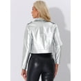 thumbnail image 3 of DARING DIVA Women's Metallic Jacket Double Breasted Notch Lapel Disco Party XS Silver, 3 of 6