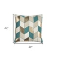 thumbnail image 3 of Teal Gold Striped Chevron Throw Pillow, 3 of 6