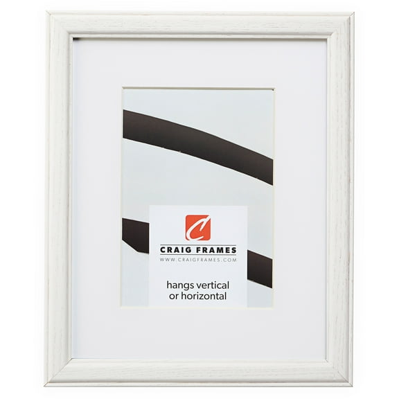 Craig Frames Wiltshire 236, Simple White Hardwood Picture Frame with Single White Mat - Displays a 7 x 10 Inch Print with the Mat or 10 x 13 Inch without the Mat