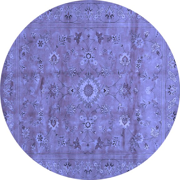 Ahgly Company Indoor Round Abstract Blue Contemporary Area Rugs, 5' Round