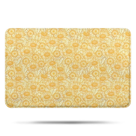 Yellow Daisy Pattern Bathroom Rugs Mat,Non Slip Microfiber Bathroom Rug,Rubber Backing,Soft Bathroom Mats for Bathroom Floor,Tub and Shower,17x27in(43x68cm)