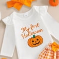 thumbnail image 4 of Zaveiop Infant Baby Girl Halloween Outfit 3 6 9 12 18 Months Long Sleeve Romper Skort Headband and Socks Clothes Set Size 6-12 Months, 4 of 4