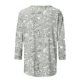 thumbnail image 5 of Pincandy Women's Fashion Printed T-shirt Mid-length 3/4 Sleeves Blouse Round Neck Casual Tops Scoop Neck Short Sleeve Shirts Dressy Casual Cute Summer Tops Trendy Layering Tee Shirts,Gray,M, 5 of 5