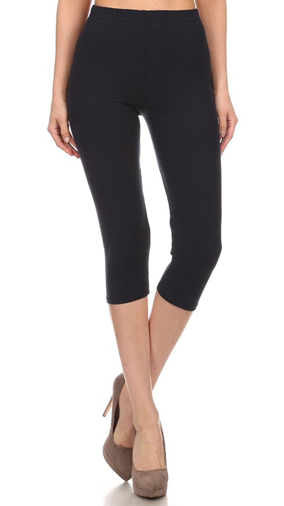 SAYFUT - Women's Solid Color Seamless Capri Leggings One Size Stretch ...