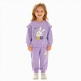 thumbnail image 3 of TOWED22 Baby Girl Clothes Fall Winter Toddler Outfits for Girls Graphic Shirt Tops Flare Joggers Pants Girls Clothing Set,Purple,5-6 Y, 3 of 7