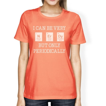 Nerdy Periodically Womens Peach Cute Nerd T-Shirt Funny School