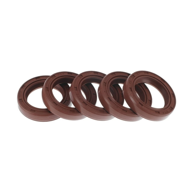 Sello de aceite universal Unique Bargains TC de doble labio con resorte de acero, anillo de sello para eje rotativo 26x37x7mm, caucho FKM de alta presión, marrón, 5 piezas