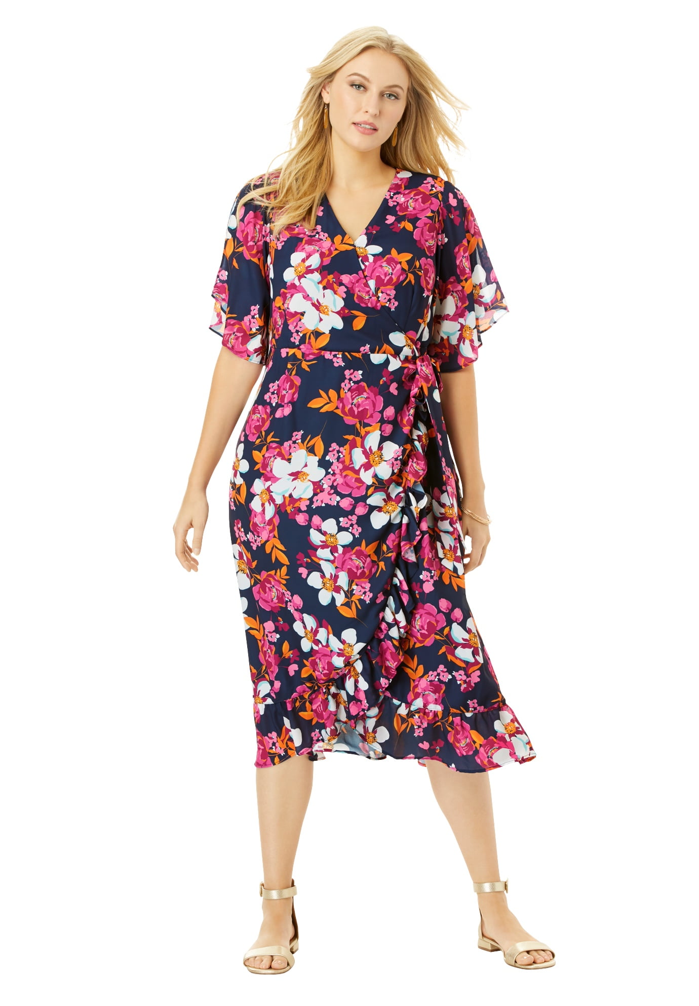 floral faux wrap dress