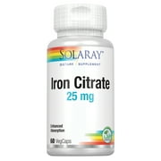 Solaray Iron Citrate 25 mg | May Help Support Healthy Circulation, Cardiovascular Function, Red Blood Cell Health | 60ct