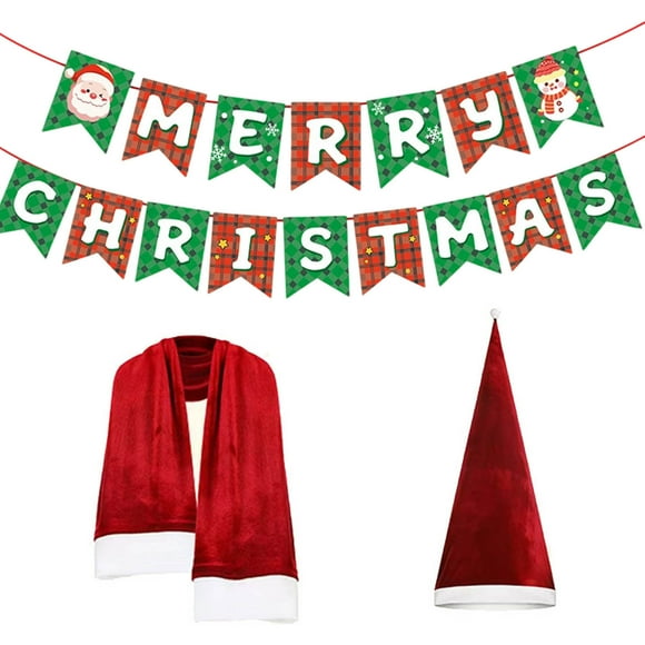 SDNall White Christmas Decorations, 12 Foot Skeleton Christmas Outfits Scarf and Santa Hat with Drawstringadhesive for Heavy Secure 12 Ft Skeleton Accessories for Christmas Decorations 3Pcs