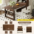 thumbnail image 6 of Harper & Bright Designs Compact Buffet with Hutch and Foldable Dining Table, Cupboard with Storage Shelf and Side Hooks for Small Places Apartment, Walnut, 6 of 18