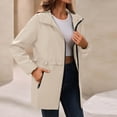 thumbnail image 5 of Dvprdro Women Water Resistant Zip Up Hooded Jacket Long Sleeve Ruffle Drawstring Waist Versatile Casual Outerwear with Zipper Side Pockets for Daily Outdoor Spring Autumn Wear, 5 of 8
