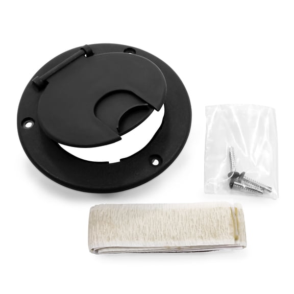 Camco 55066 - 3.5"D Black Round Electric Cable Hatch w/o Back