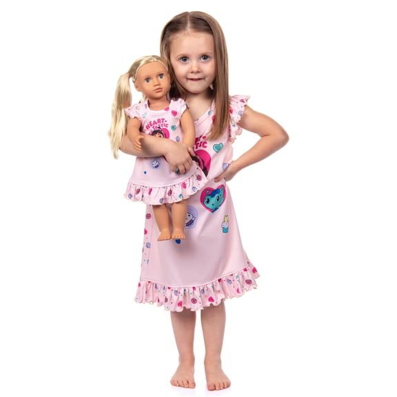 Gabby's Dollhouse Toddler Girls' Pajama Heart-Tastic Sleep Nightgown with Gown For Matching Doll