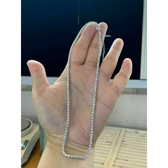 4MM 10CT Round Cut Lab-Created Diamond Women's Tennis Necklace 14k White Gold Plated