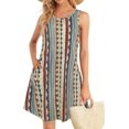 thumbnail image 1 of Robes d'Été pour Femmes Plage Décontractée T-Shirt Grande Taille Floral Manches Courtes Ample Robes d'Été Forme Rayures Verticales TTG, 1 of 1