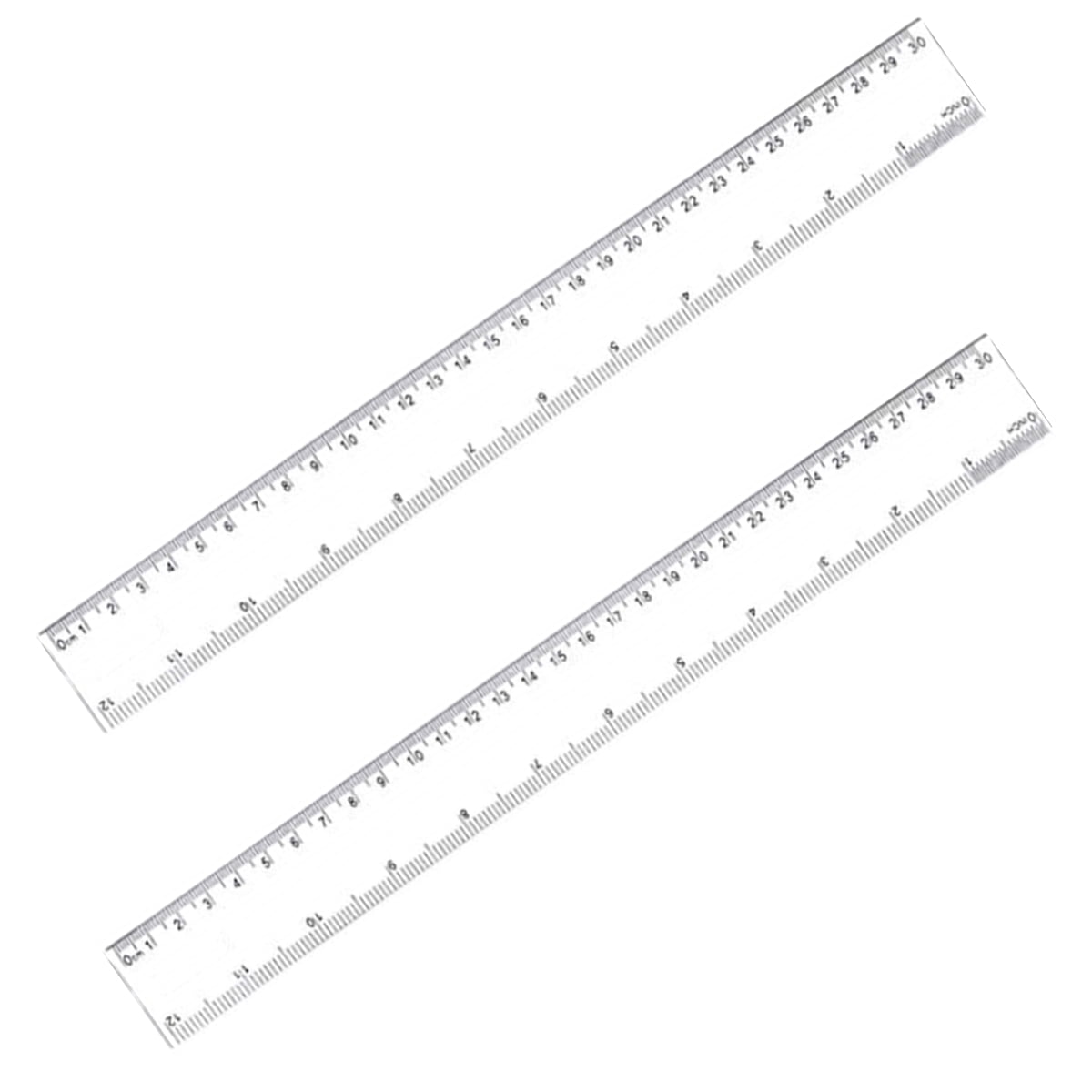 12 Inch 2 Pack Plastic Ruler Straight Ruler Clear See Through Measuring Acrylic Tool for Student School Office with Centimeters and Inches 