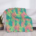 thumbnail image 3 of Fotbe Colorful Palm Leaves Manta de Franela con Estampado, Manta Ultrasuave para Cama, Sofá, Auto, Hipoalergénica y Antibolitas-50"x40", 3 of 6