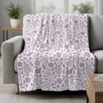thumbnail image 2 of Purple Flowers Blanket Soft Cozy Warm Throw Blanket for Couch, Plush Fuzzy Flannel Fleece Blankets for Sofa, Vintage Country Plants Floral Herbs Bed Blankets Lightweight Gifts for Women, 50"x80", 2 of 9