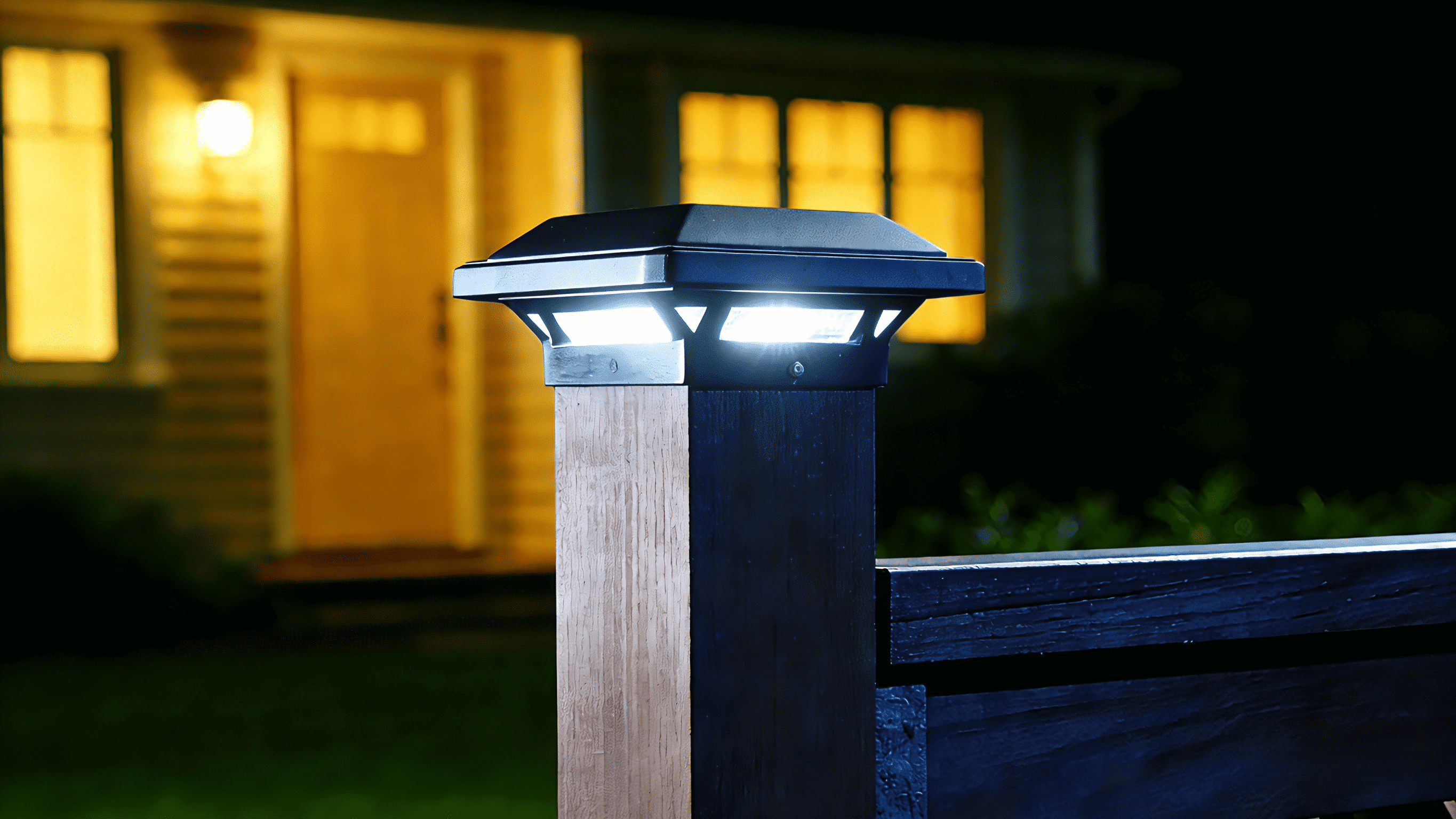 Yards & Beyond Solar Powered Black LED Solar Landscape Post Cap Light with Plastic Lens, 5 Lumens, 4 pack