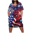 thumbnail image 2 of SMihono Robe d'Été Grande Taille pour Femmes 2023 Mode Décontractée Manches Courtes Imprimée Col en V Robe Ample Grande Taille, 2 of 5