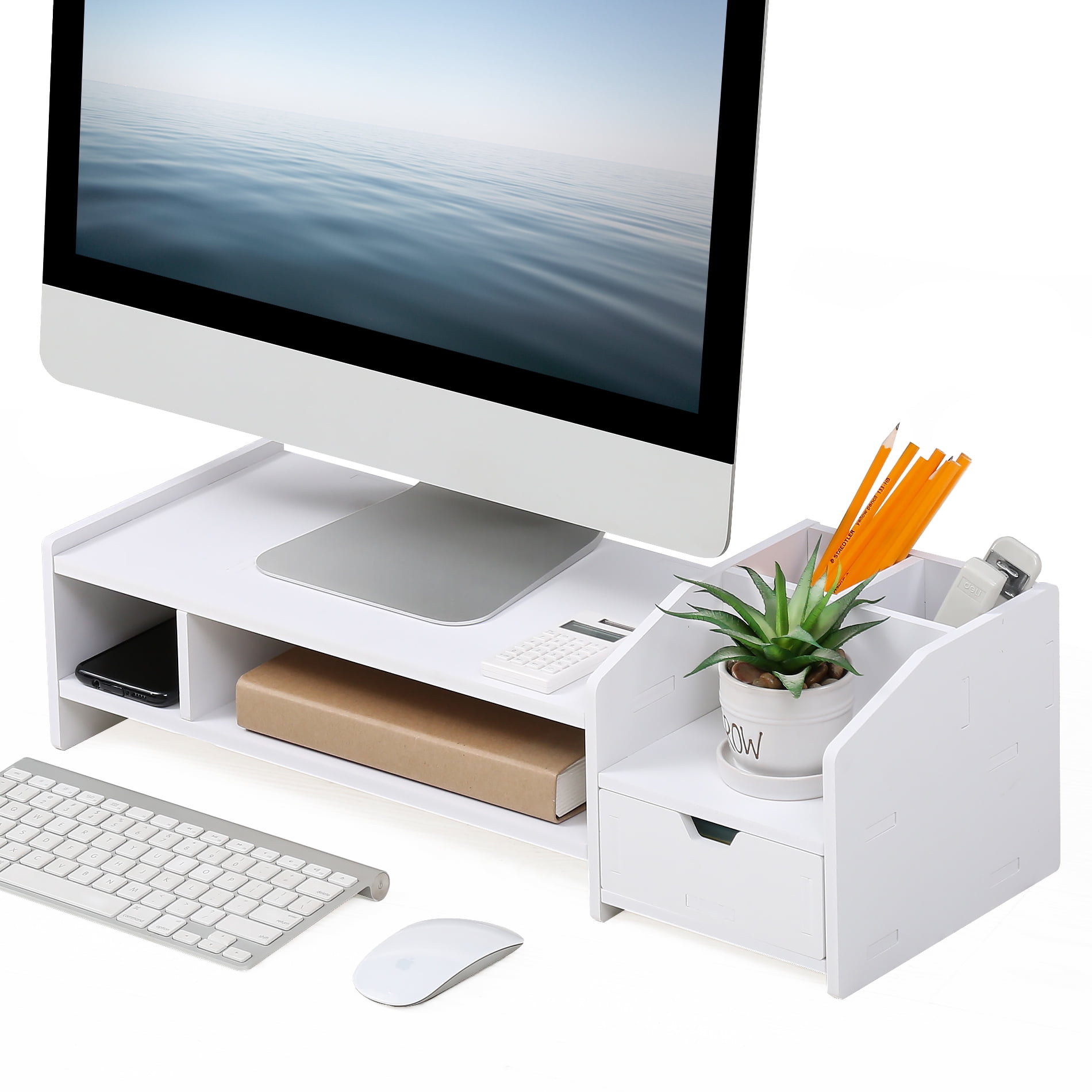 Fitueyes Computer Monitor Riser Laptop Stand With 2 Tier Desktop