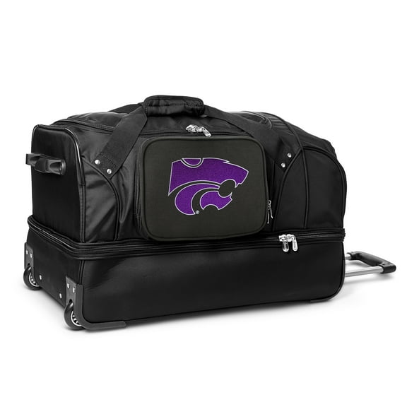 MOJO Kansas State Wildcats Black 27'' 2-Wheel Drop Bottom Rolling Duffel Bag